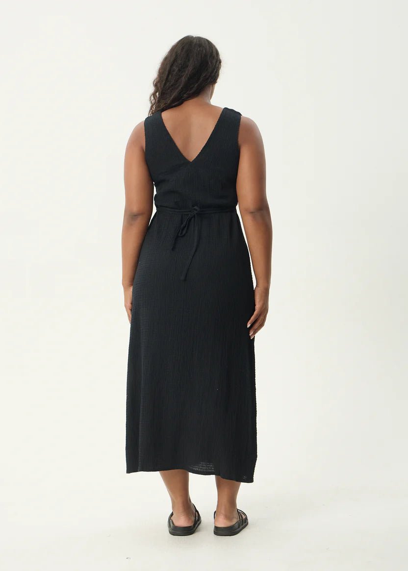 Focus - Seersucker Maxi Dress - AfendsW241809- Black-XS
