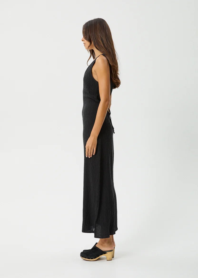 Focus - Seersucker Maxi Dress - AfendsW241809- Black-XS