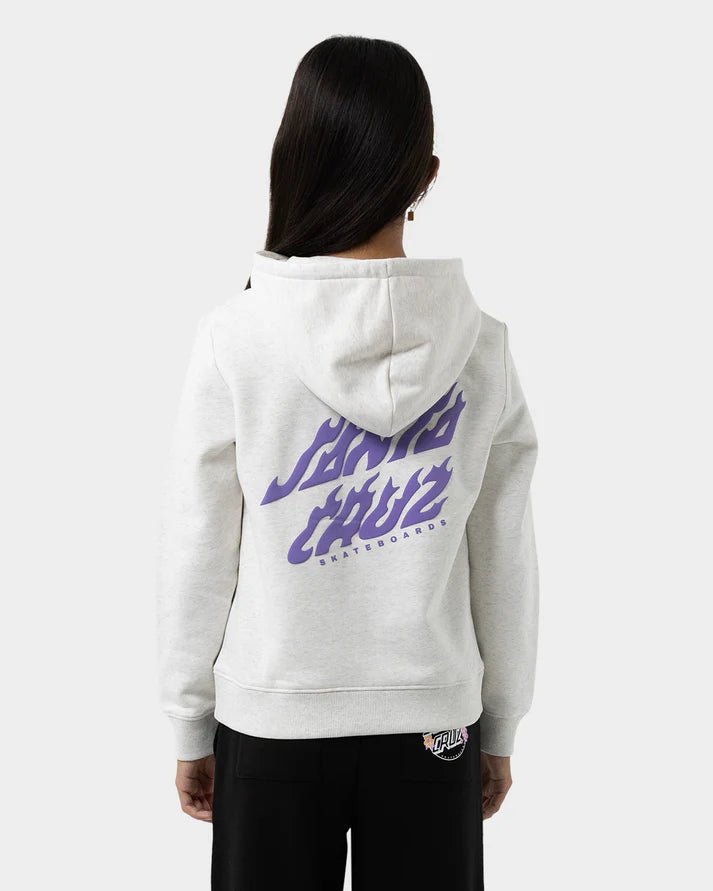 FUSION FLAME STACK STRIP CENTRE HOODIE - Santa CruzSG126-HO03-WHITE MARLE-8