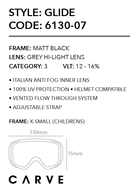 glide matt black- grey lens -Carve6130-07-Matt Black W/ Grey