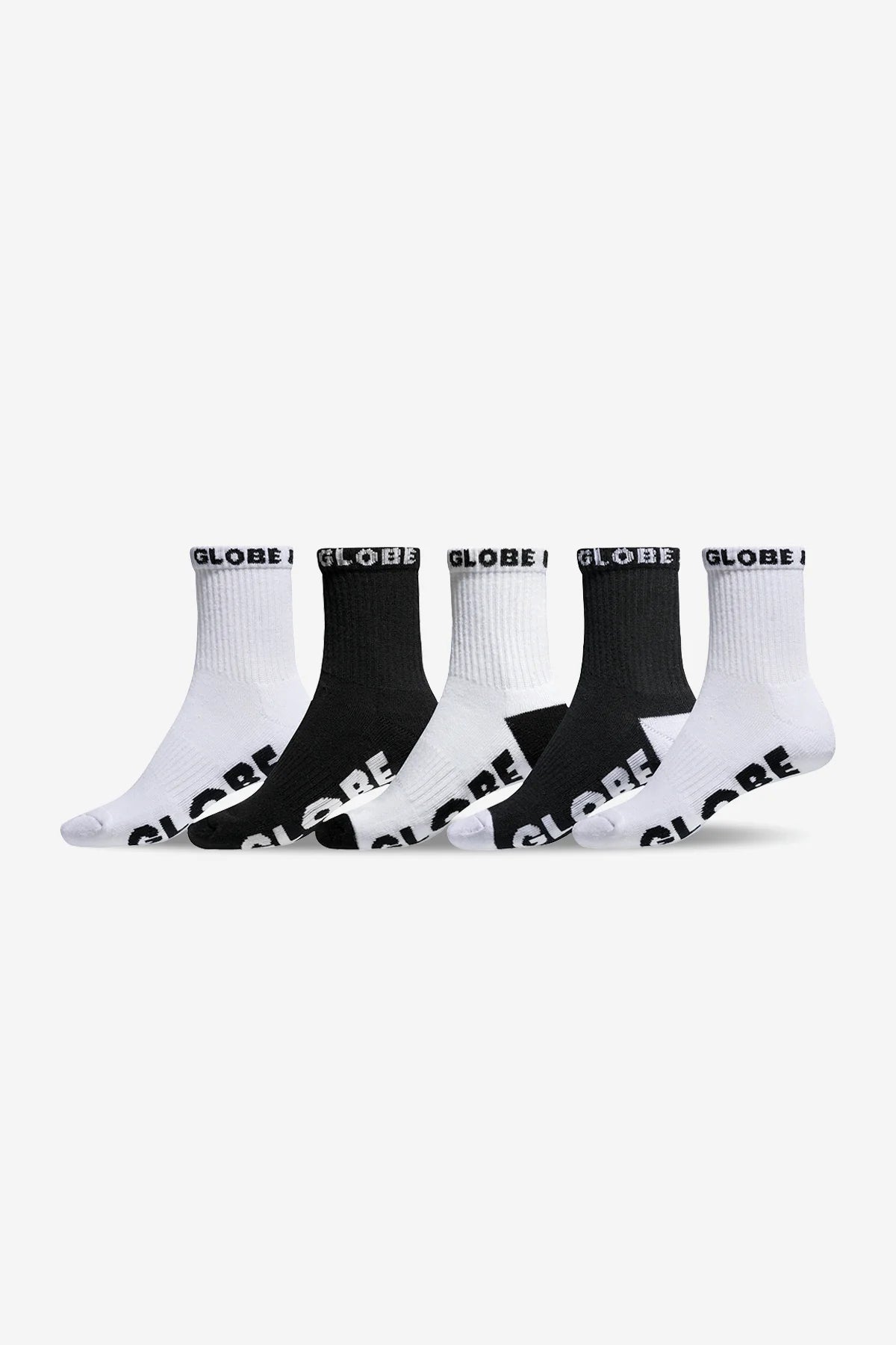 Globe Quarter Sock 5 Pk - GlobeGB7-80901--BLK/WHT