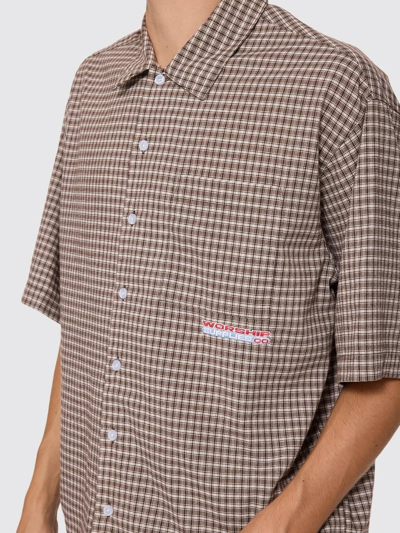 Globo Box Crop Short Sleeve Shirt -WorshipPH26-204C-Brown-S
