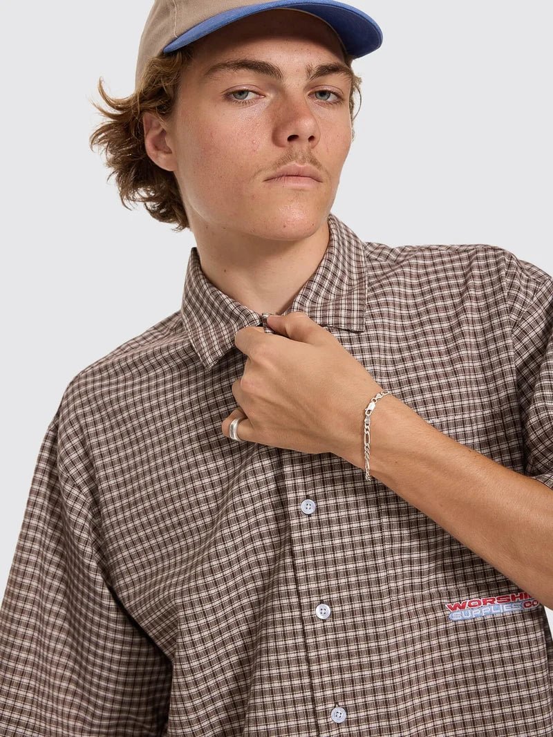Globo Box Crop Short Sleeve Shirt -WorshipPH26-204C-Brown-S