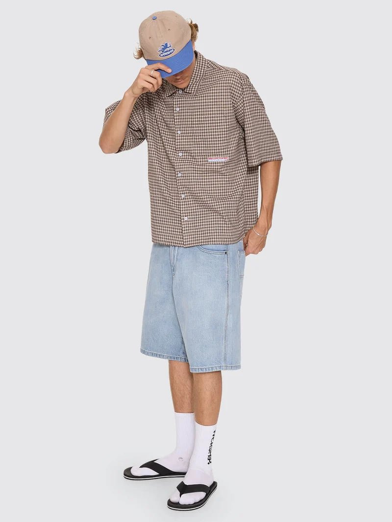Globo Box Crop Short Sleeve Shirt -WorshipPH26-204C-Brown-S