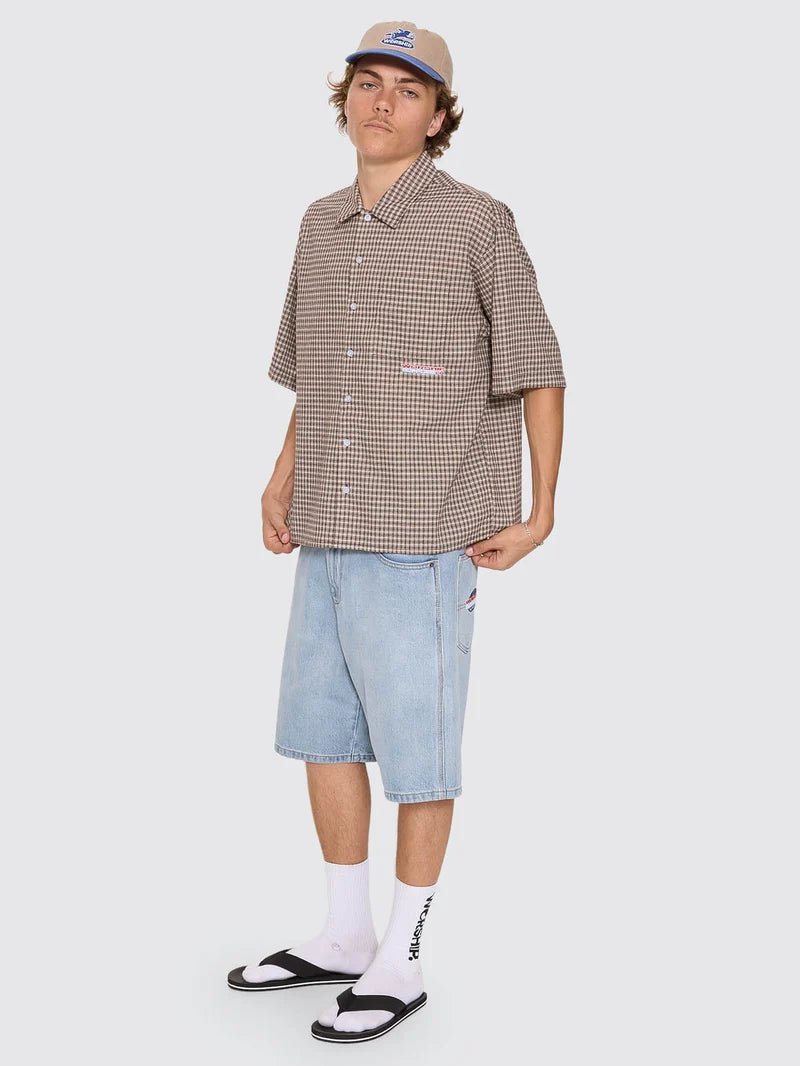 Globo Box Crop Short Sleeve Shirt -WorshipPH26-204C-Brown-S