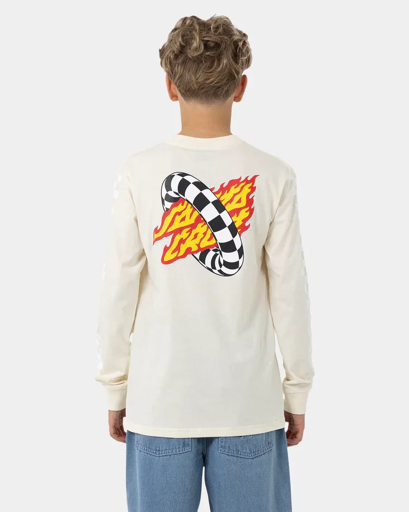 Goal Flame Centre Check LS Reg Fit Tee - Santa CruzSB125 - LS02 - CRM - Cream - 8