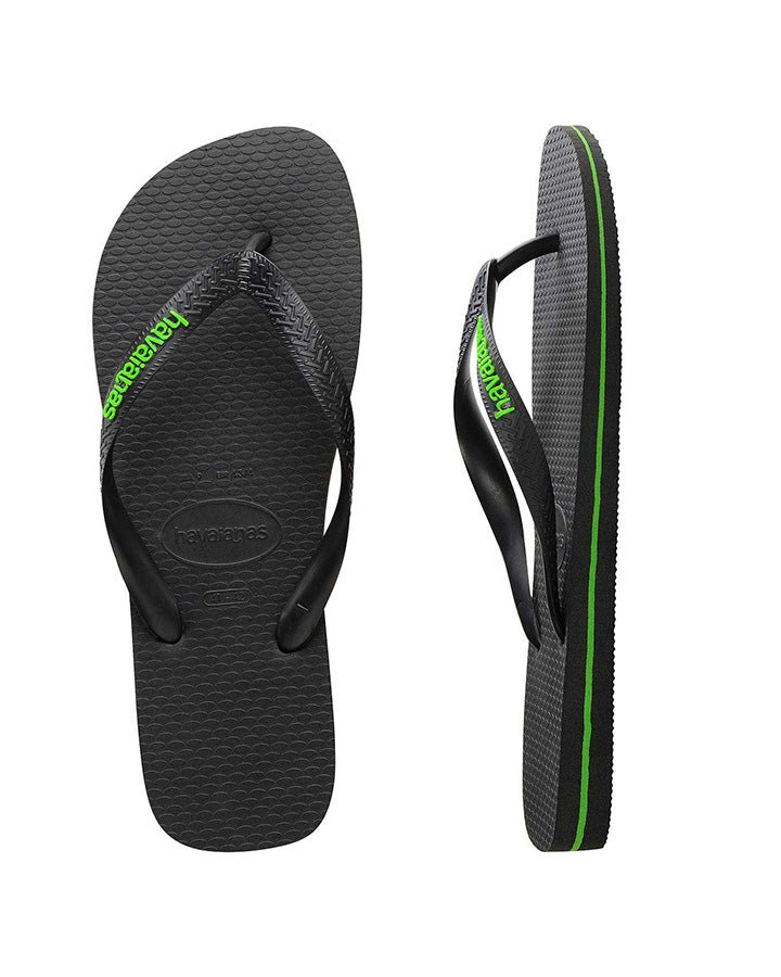 Havaianas Rubber Logo Black/Neon Green - Aqueo7891224467495-PTO/VD NEON-39-40