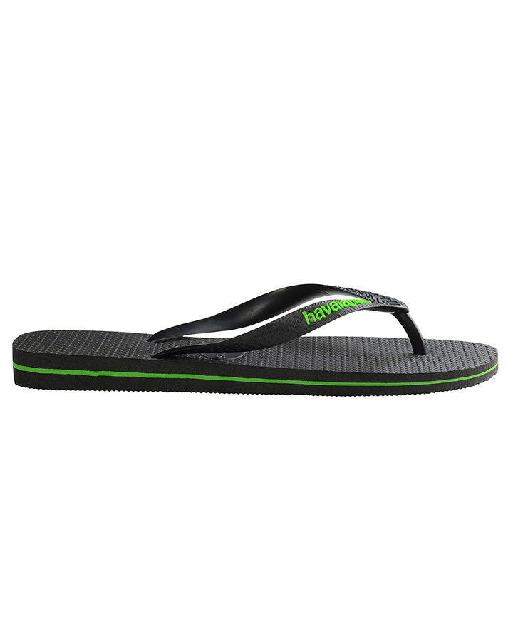 Havaianas Rubber Logo Black/Neon Green - Aqueo7891224467495-PTO/VD NEON-39-40