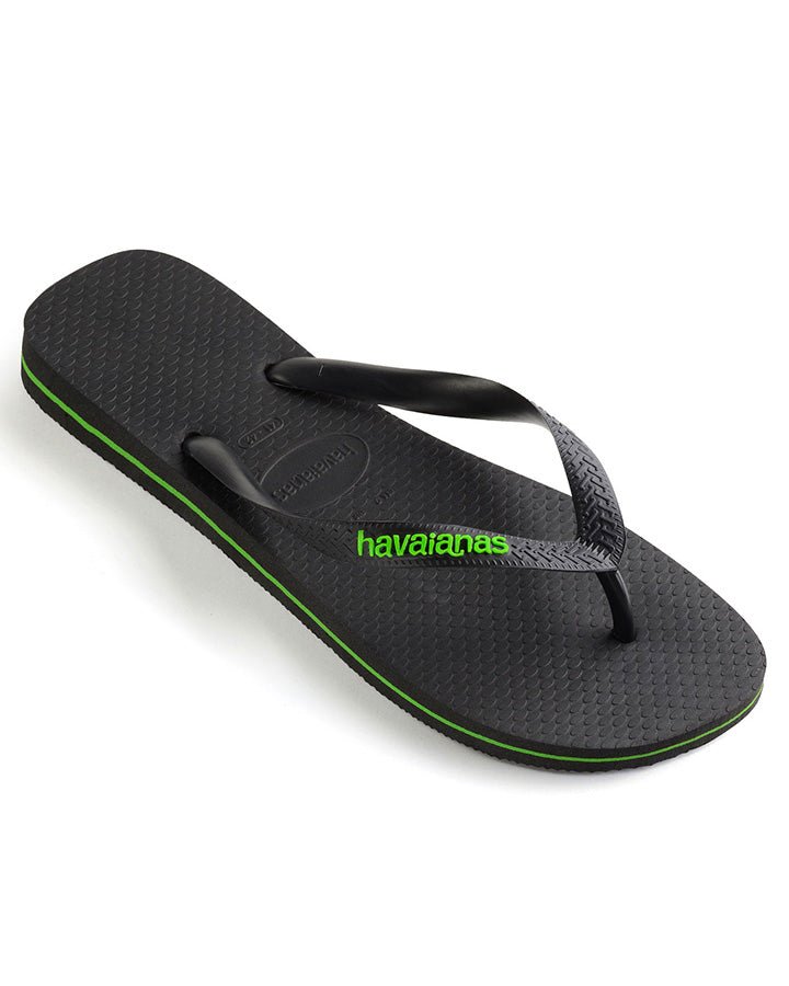 Havaianas Rubber Logo Black/Neon Green - Aqueo7891224467495-PTO/VD NEON-39-40