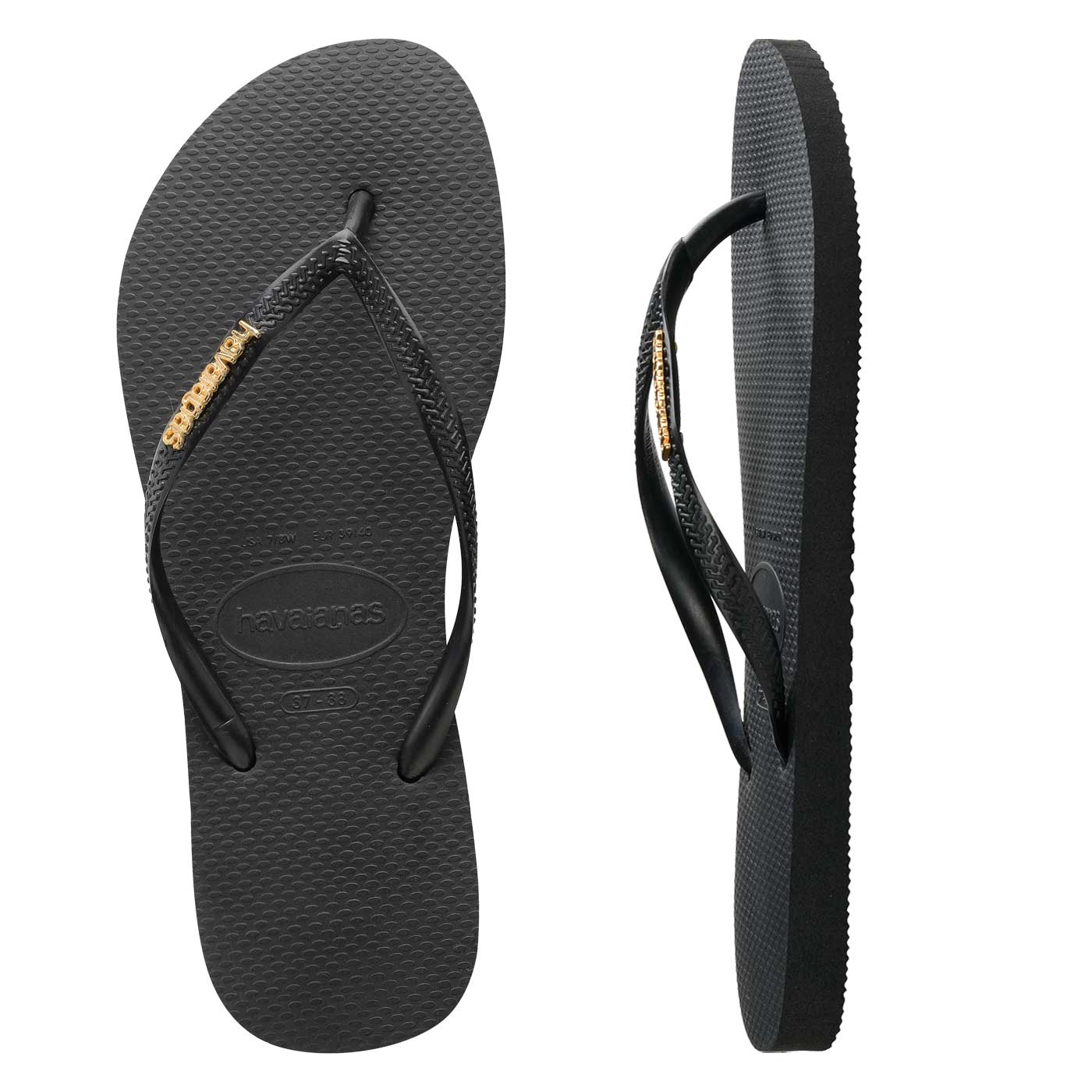 Havaianas Slim Metal Logo Black/Gold - HavaianasHSLG1924 - Black/Gold - 35to36