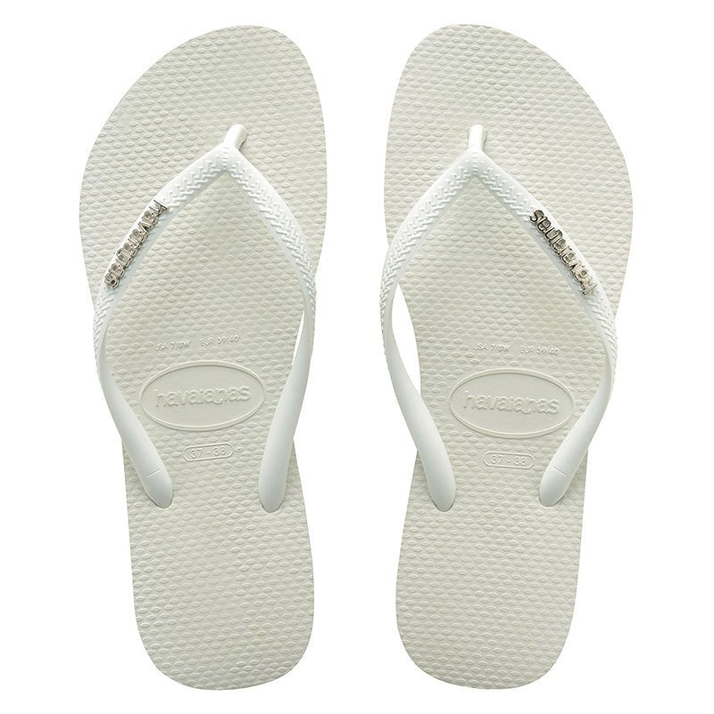 Havaianas Slim Metal Logo White/Silver - HavaianasHSLS0535-Branco/Prata-35to36