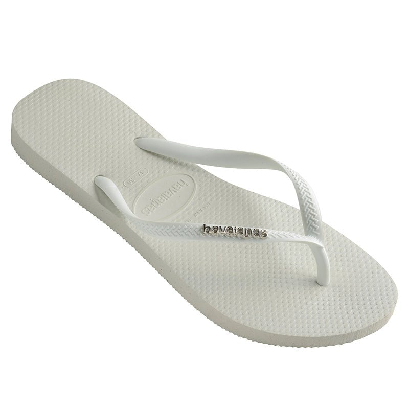 Havaianas Slim Metal Logo White/Silver - HavaianasHSLS0535-Branco/Prata-35to36
