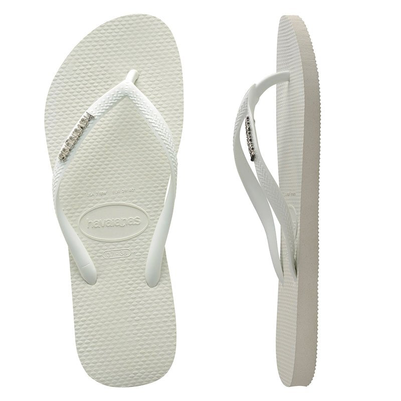 Havaianas Slim Metal Logo White/Silver - HavaianasHSLS0535-Branco/Prata-35to36