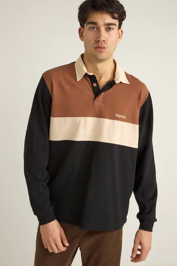Hayes LS Rugby Polo - Rhythm0425M - CT08 - BLK - Black - L