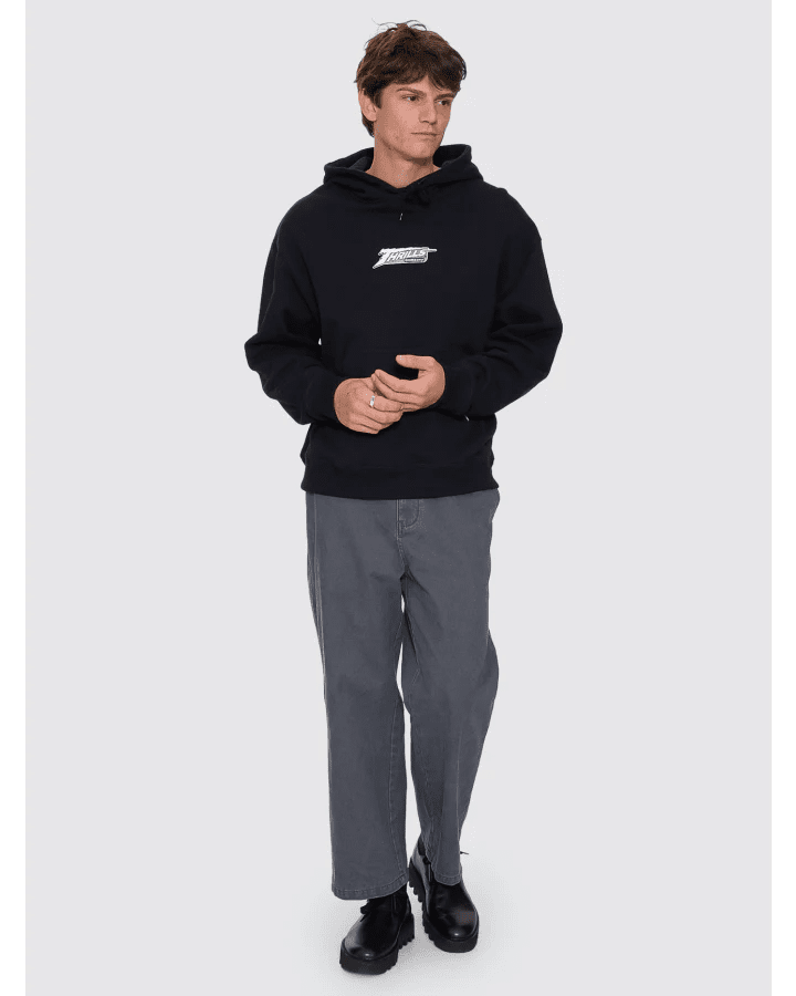 Heavy Voltage Slouch Pull On Cropped Hood - ThrillsTA26-267B-Black-S