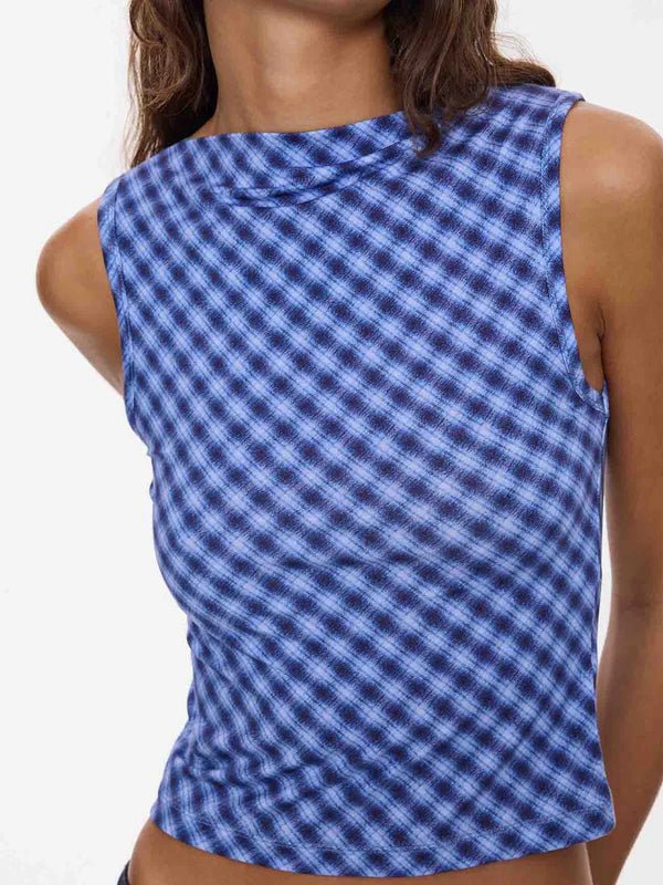 High Speed Check Tank Navy - Thrills210000180723