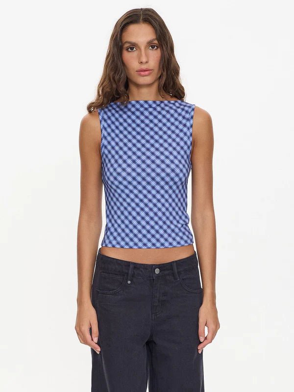 High Speed Check Tank Navy - Thrills210000180723