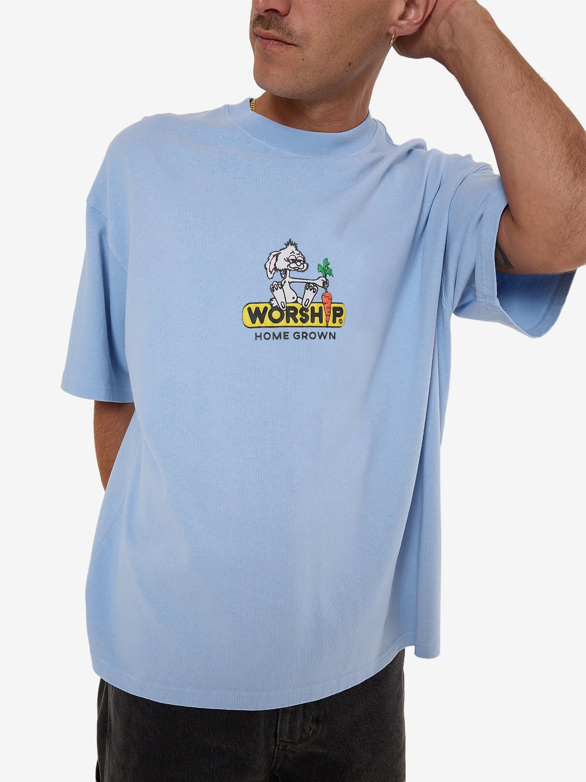 Home Grown Oversized Tee - WorshipPH25 - 126E - S - Bell Air Blue