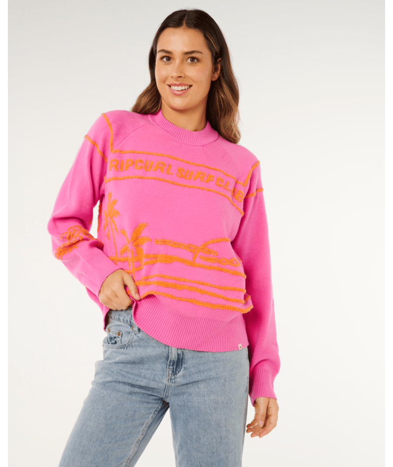 HOTEL MALIBU JACQUARD CREW - Rip Curl03JWKN-SUPER PINK-2XS