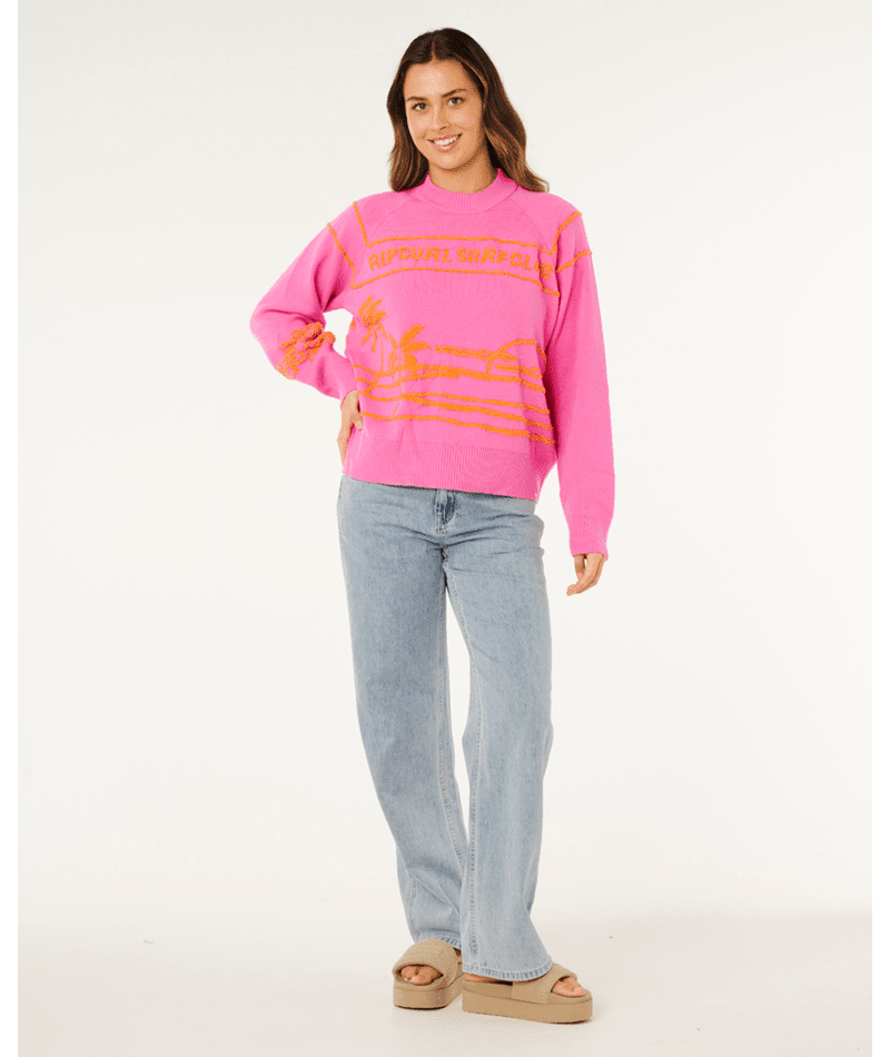 HOTEL MALIBU JACQUARD CREW - Rip Curl03JWKN-SUPER PINK-2XS