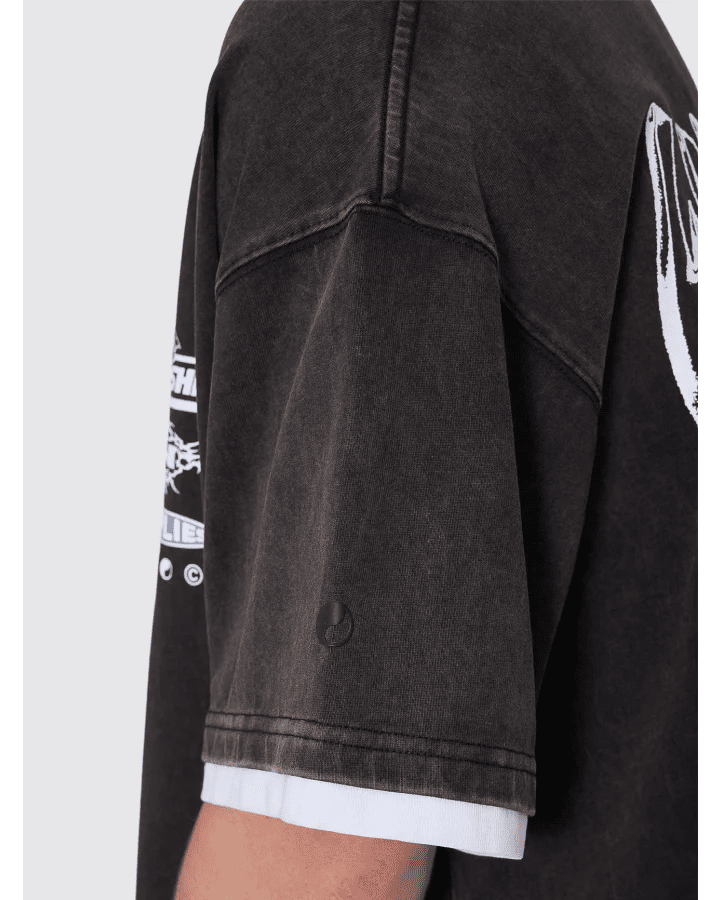 Is This It Box Fit Cropped Layer Tee - WorshipPA26-117BW-Washed Black-M