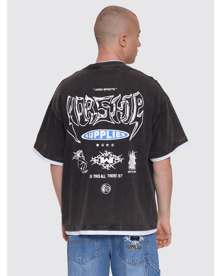 Is This It Box Fit Cropped Layer Tee - WorshipPA26-117BW-Washed Black-M