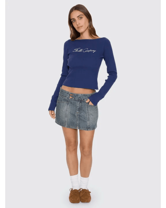 Isla Mini Skirt -ThrillsWTH26-311MFD-Mid Dirty Faded Blue-6