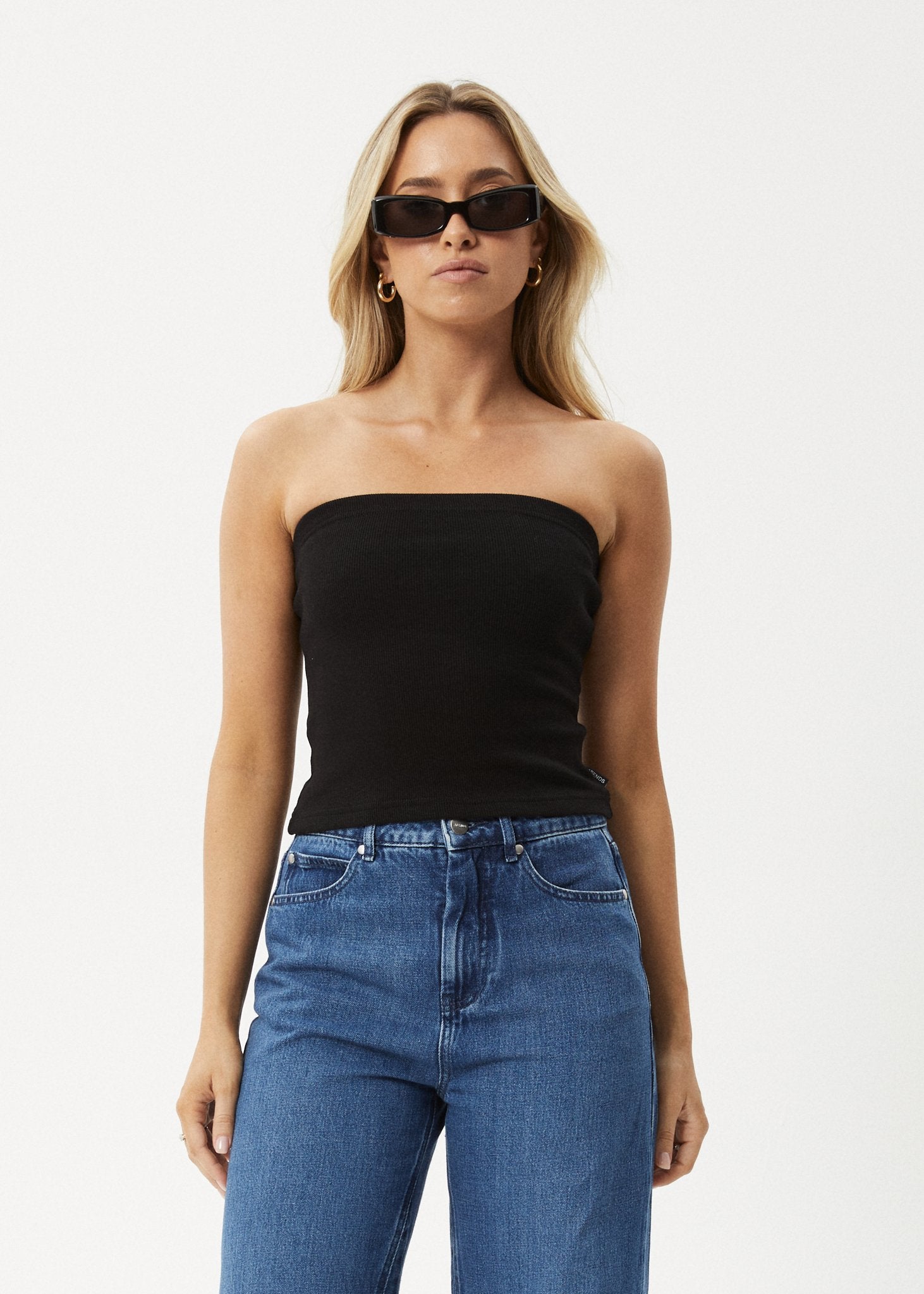 Jamie - Organic Rib Tube Top - AfendsW240096 - Black - XS
