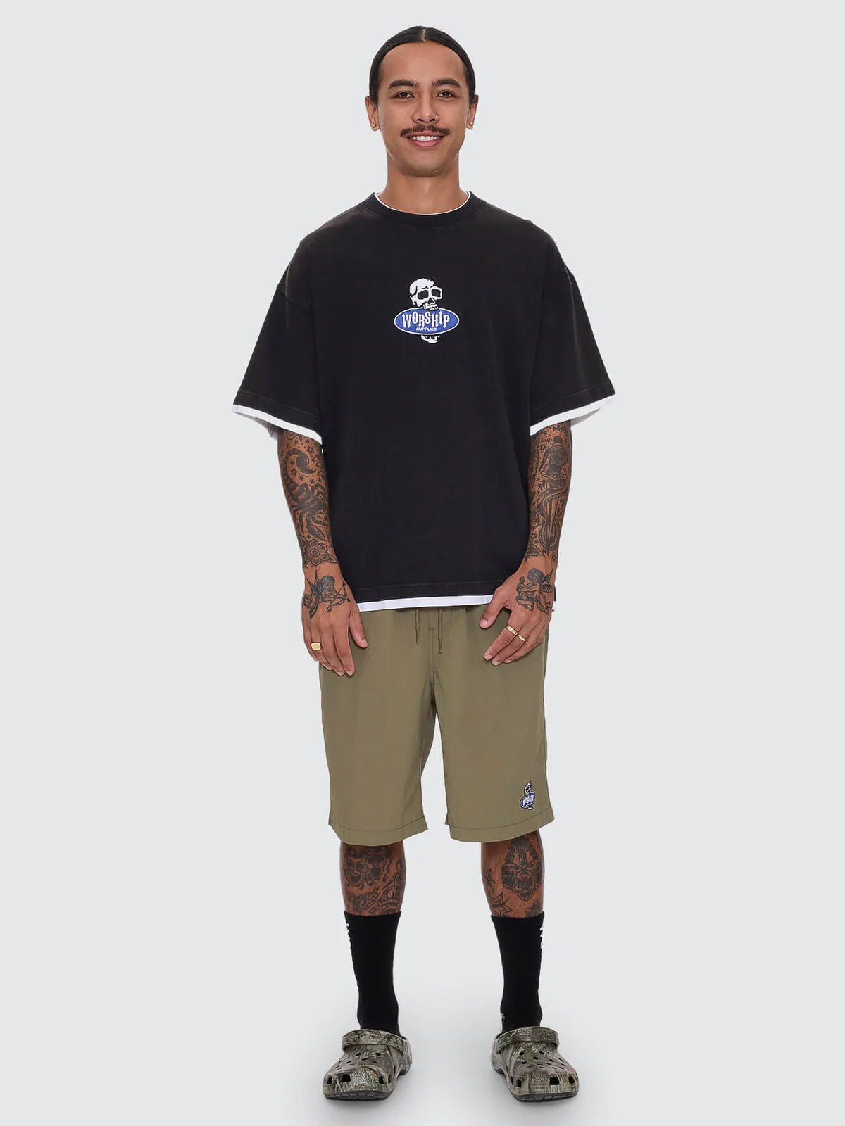 Jaws Oversize Tee - WorshipPR25-115BW-Washed Black-S