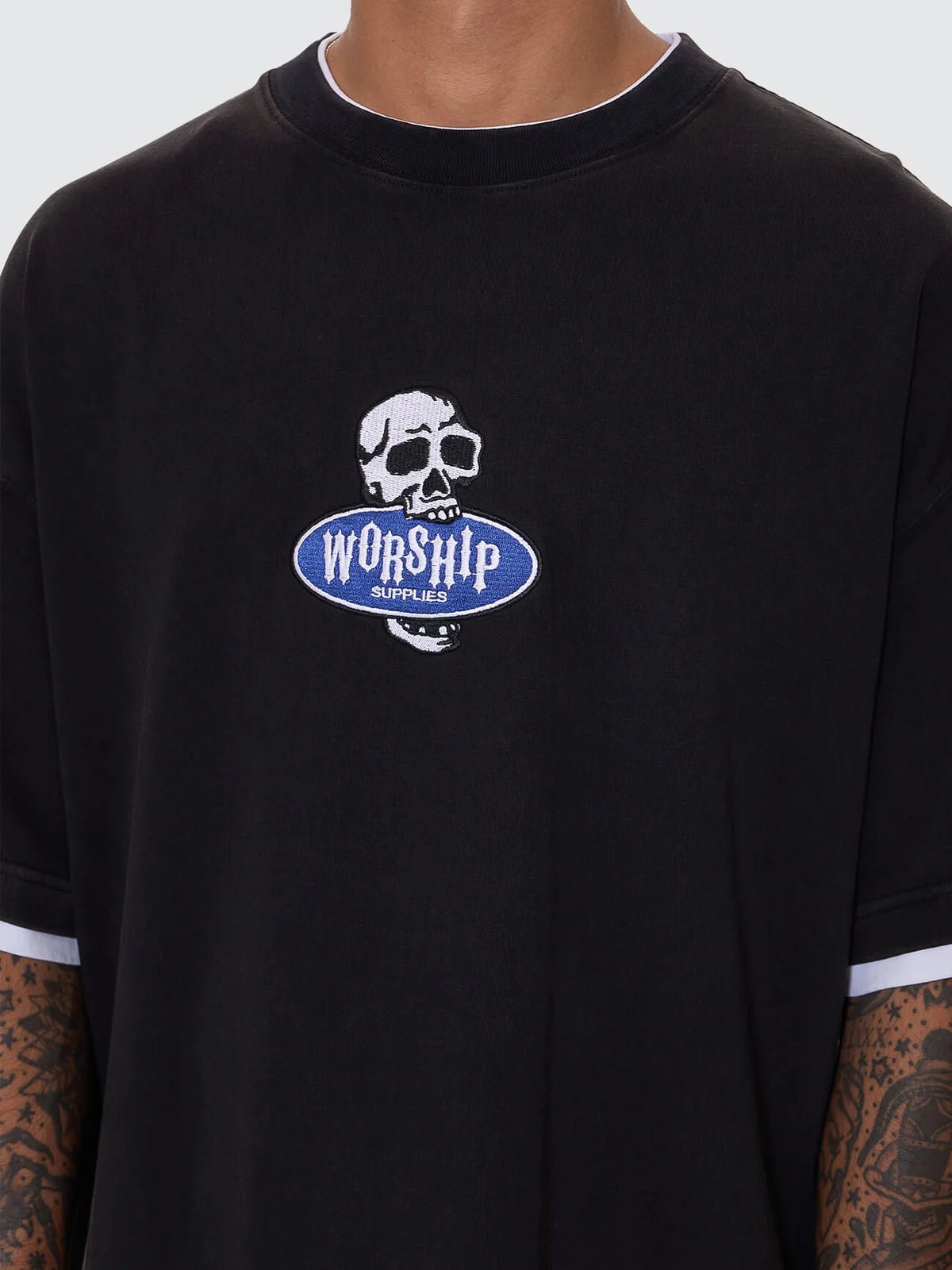 Jaws Oversize Tee - WorshipPR25-115BW-Washed Black-S