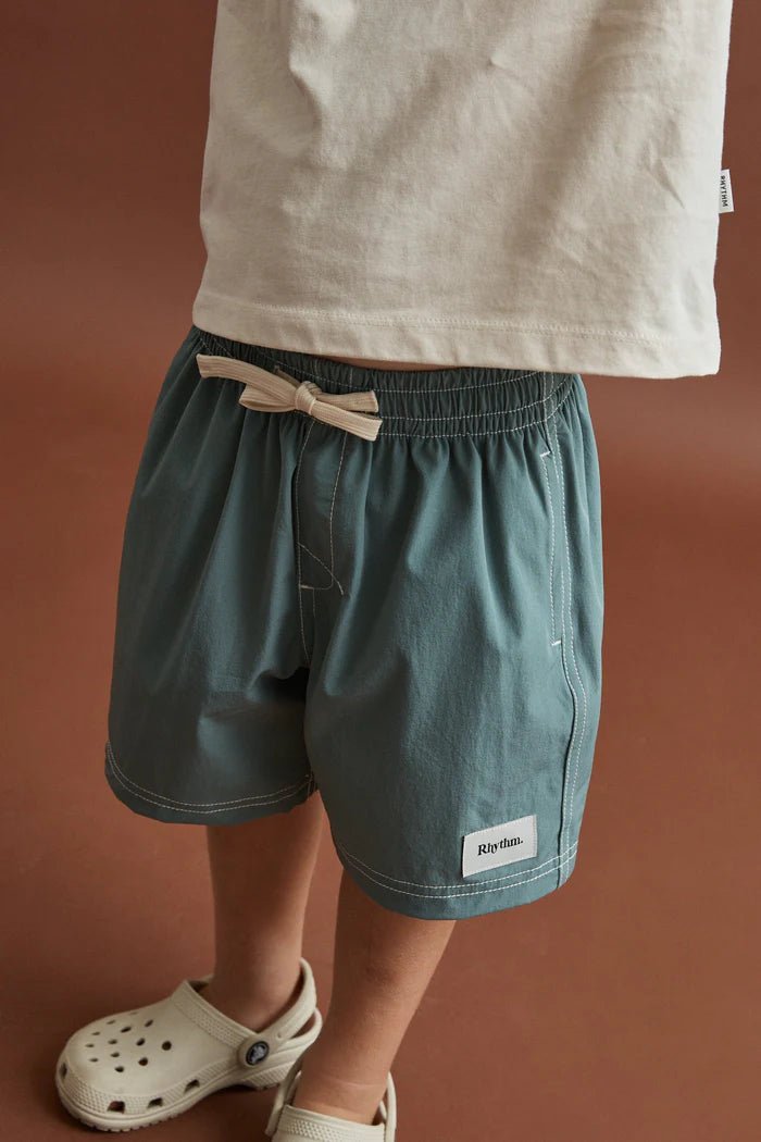 KIDS CONTRAST BEACH SHORT -RhythmCD26B-JA03-TEA-TEAL-2