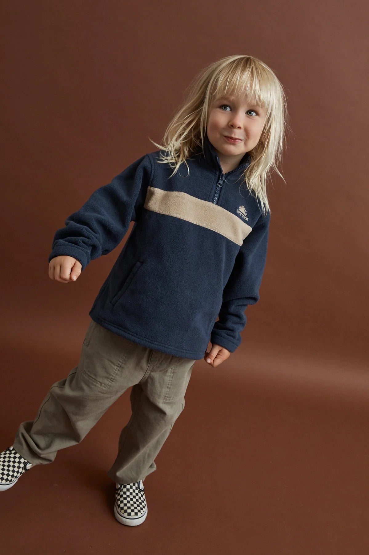KIDS ESSENTIAL QUARTER ZIP - RhythmCD26B-FL01-VINTAGE BLUE-2