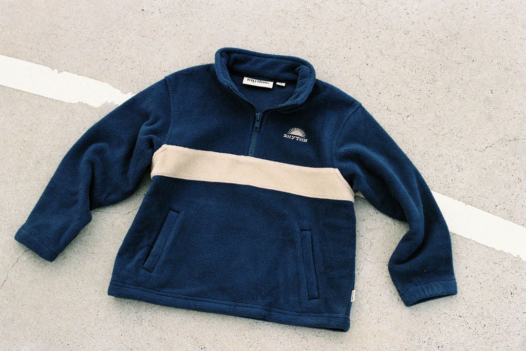 KIDS ESSENTIAL QUARTER ZIP - RhythmCD26B-FL01-VINTAGE BLUE-2