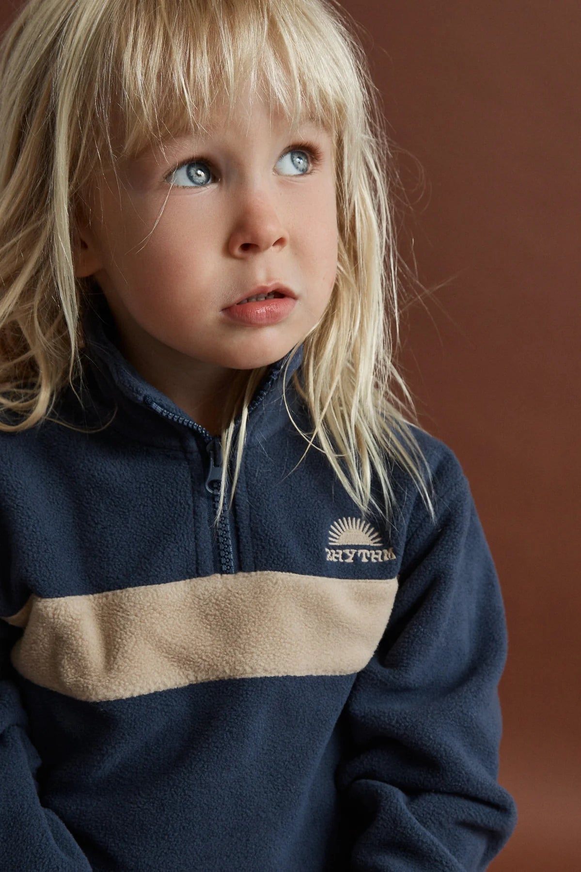 KIDS ESSENTIAL QUARTER ZIP - RhythmCD26B-FL01-VINTAGE BLUE-2