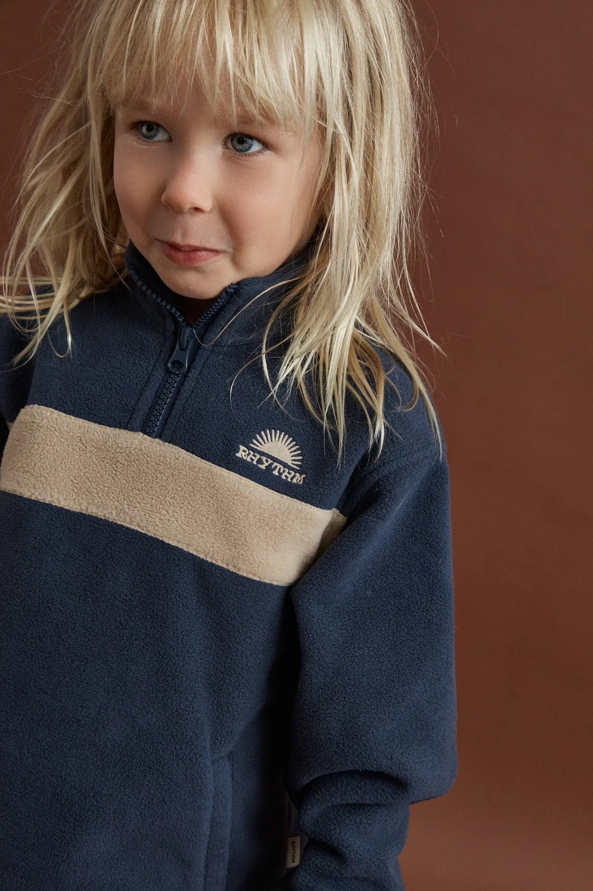 KIDS ESSENTIAL QUARTER ZIP - RhythmCD26B-FL01-VINTAGE BLUE-2