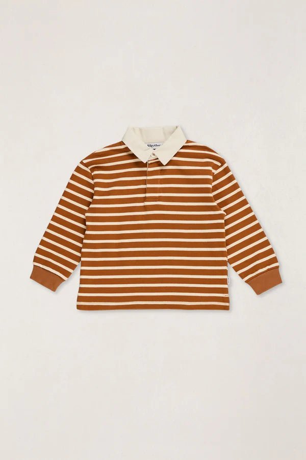 KIDS STRIPE LS RUGBY POLO - RhythmCD26B-CT04-EARTH-2