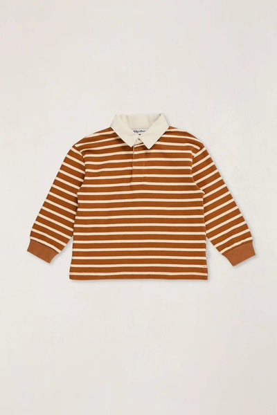 KIDS STRIPE LS RUGBY POLO - RhythmCD26B-CT04-EARTH-2