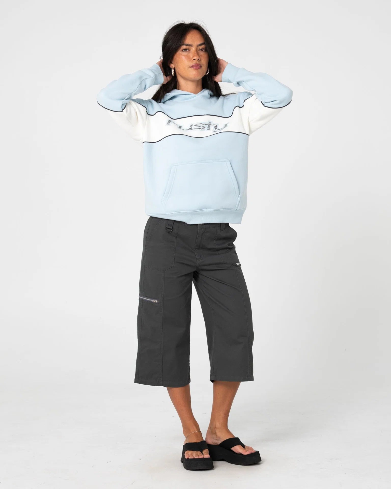KINETIC OVERSIZED HOODED FLEECE - RustyFTL0919-RETRO BLUE / EGRET-08
