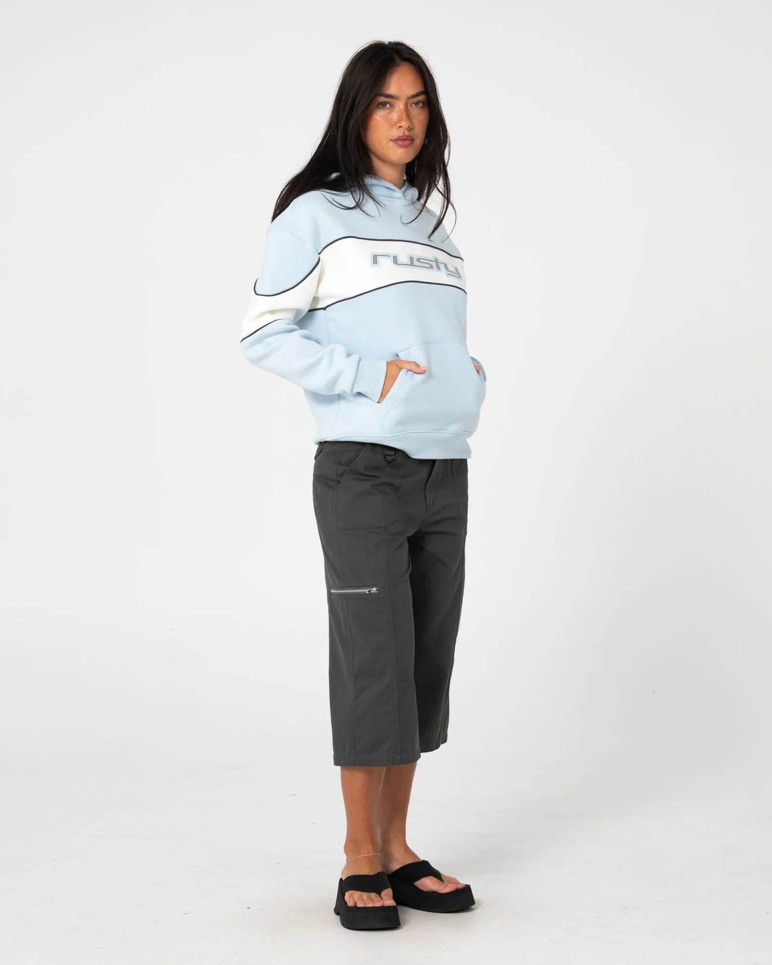 KINETIC OVERSIZED HOODED FLEECE - RustyFTL0919-RETRO BLUE / EGRET-08