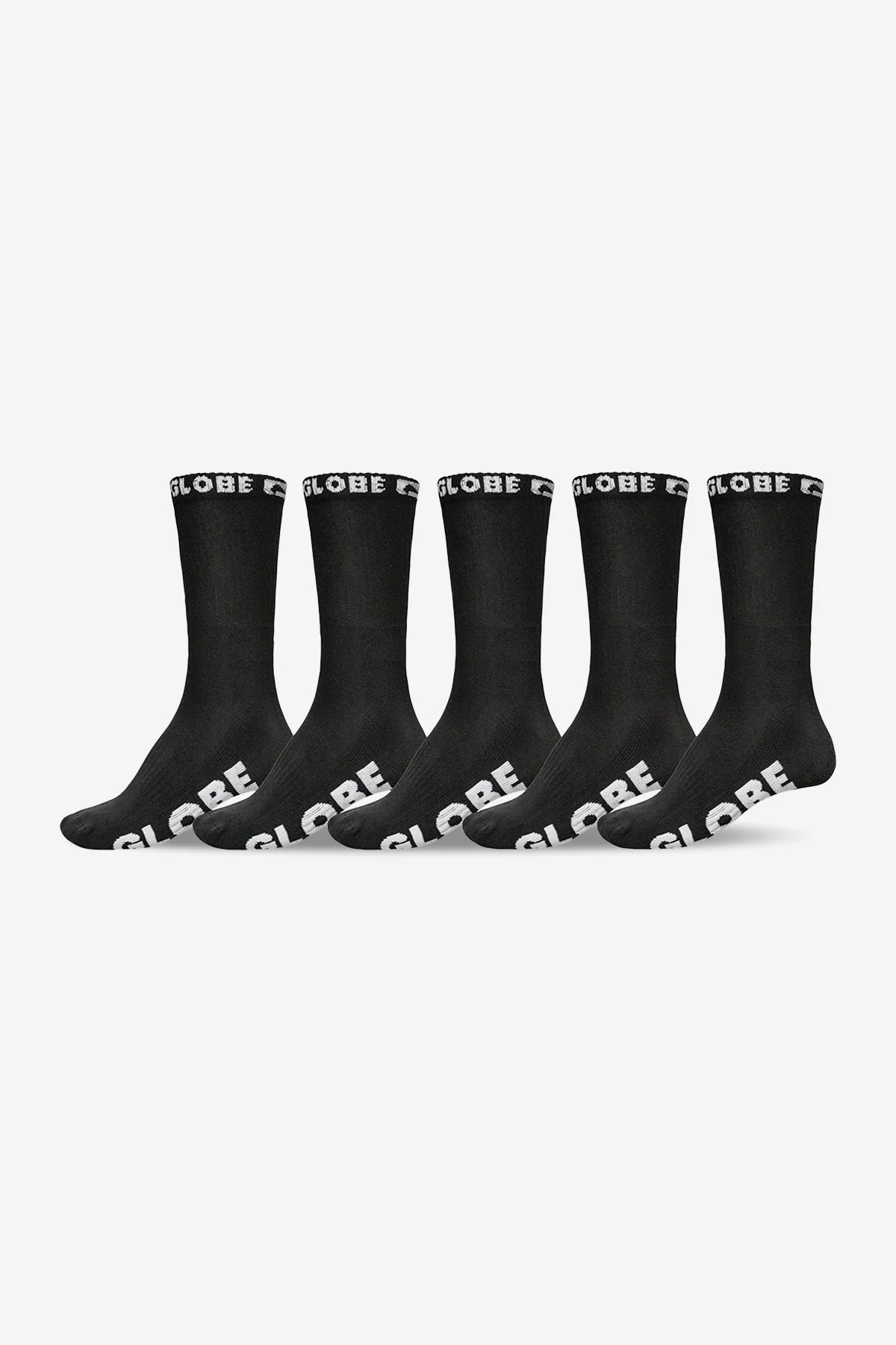 LARGE BLACKOUT CREW SOCK 5PACK - GlobeGB71929013-BLACK/BLACK-12-15