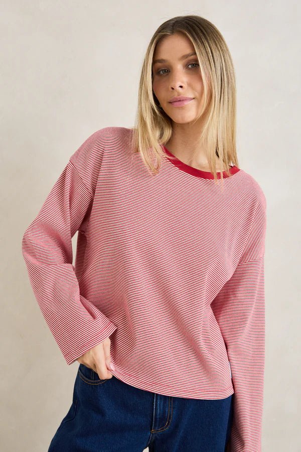 LEXI STRIPE LONG SLEEVE TOP - RhythmCD25W-FT94-CHERRY-6