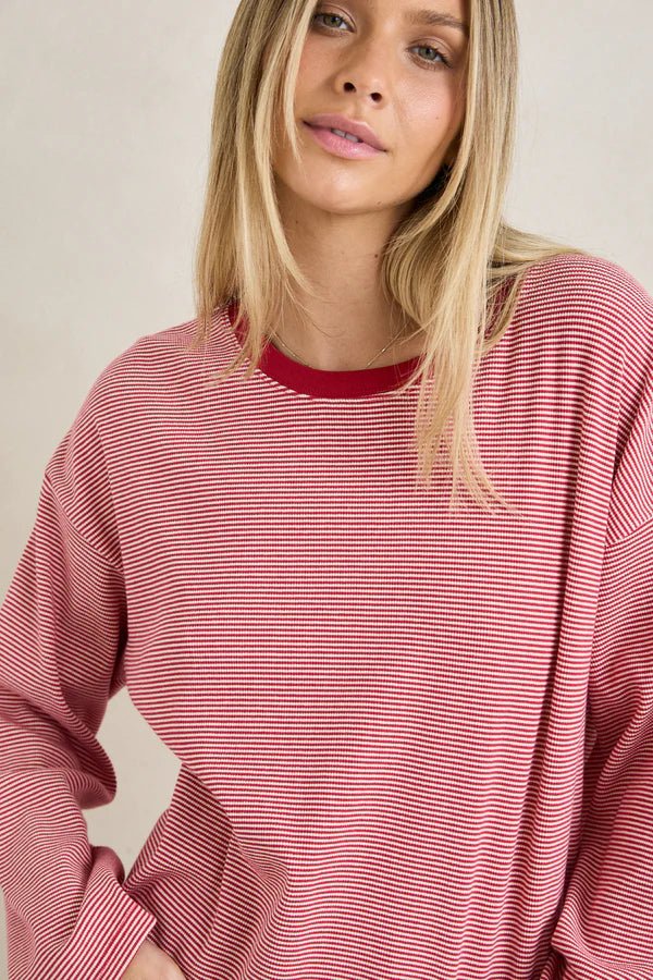 LEXI STRIPE LONG SLEEVE TOP - RhythmCD25W-FT94-CHERRY-6