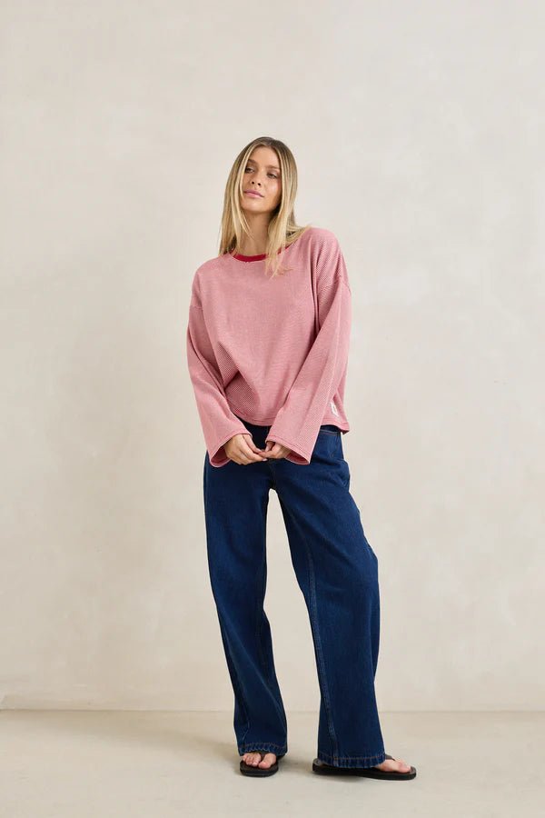 LEXI STRIPE LONG SLEEVE TOP - RhythmCD25W-FT94-CHERRY-6