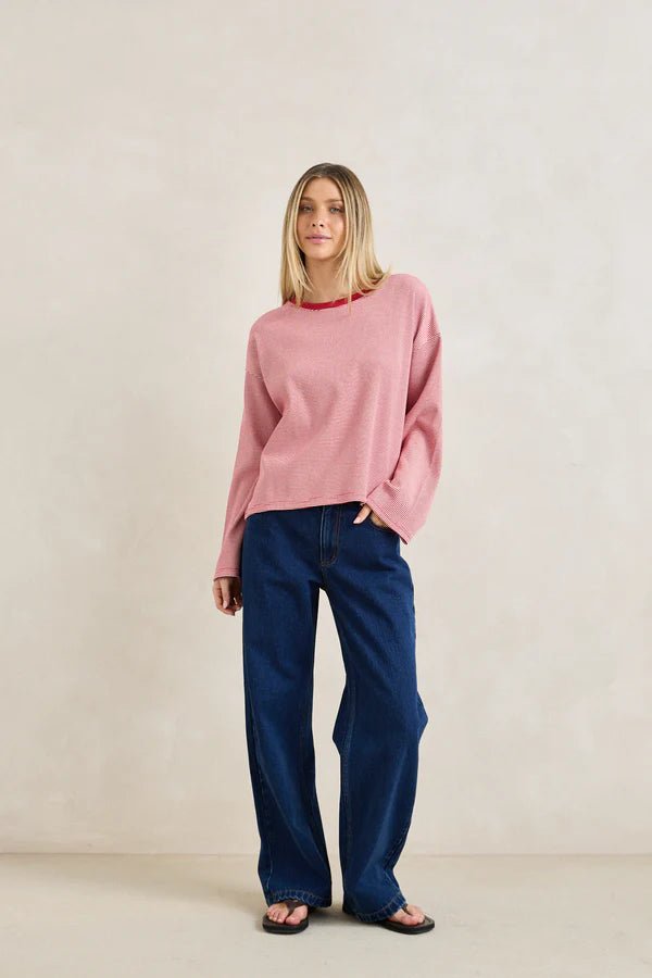 LEXI STRIPE LONG SLEEVE TOP - RhythmCD25W-FT94-CHERRY-6
