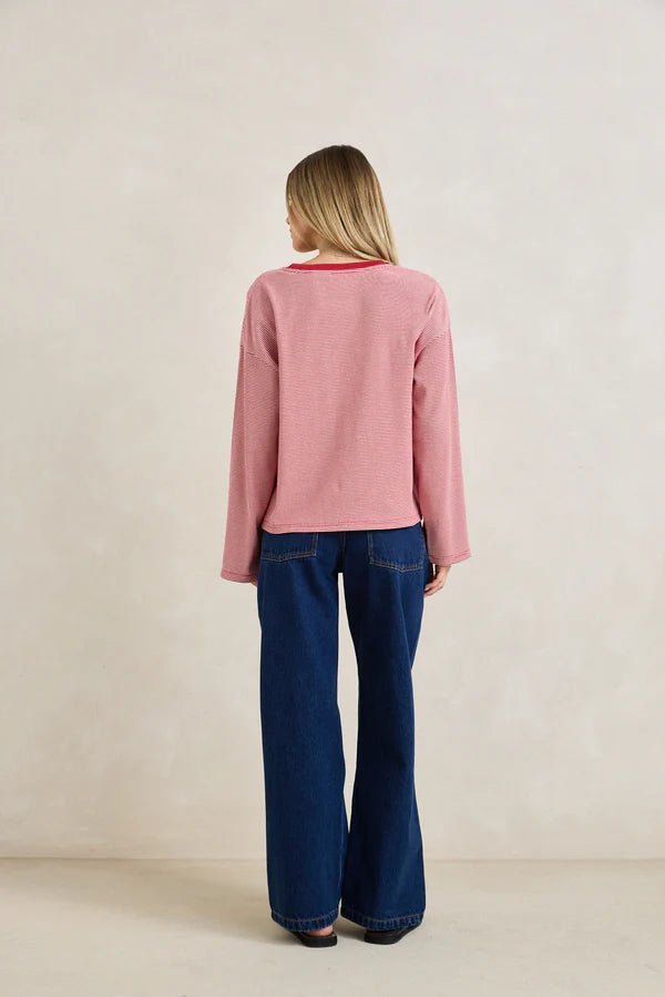 LEXI STRIPE LONG SLEEVE TOP - RhythmCD25W-FT94-CHERRY-6