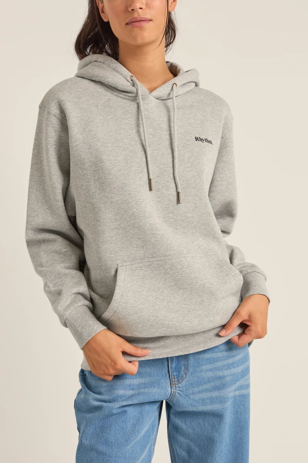 LOGO BOYFRIEND FLEECE HOOD - RhythmPP1024W-FL02-GREY HEATHER-8