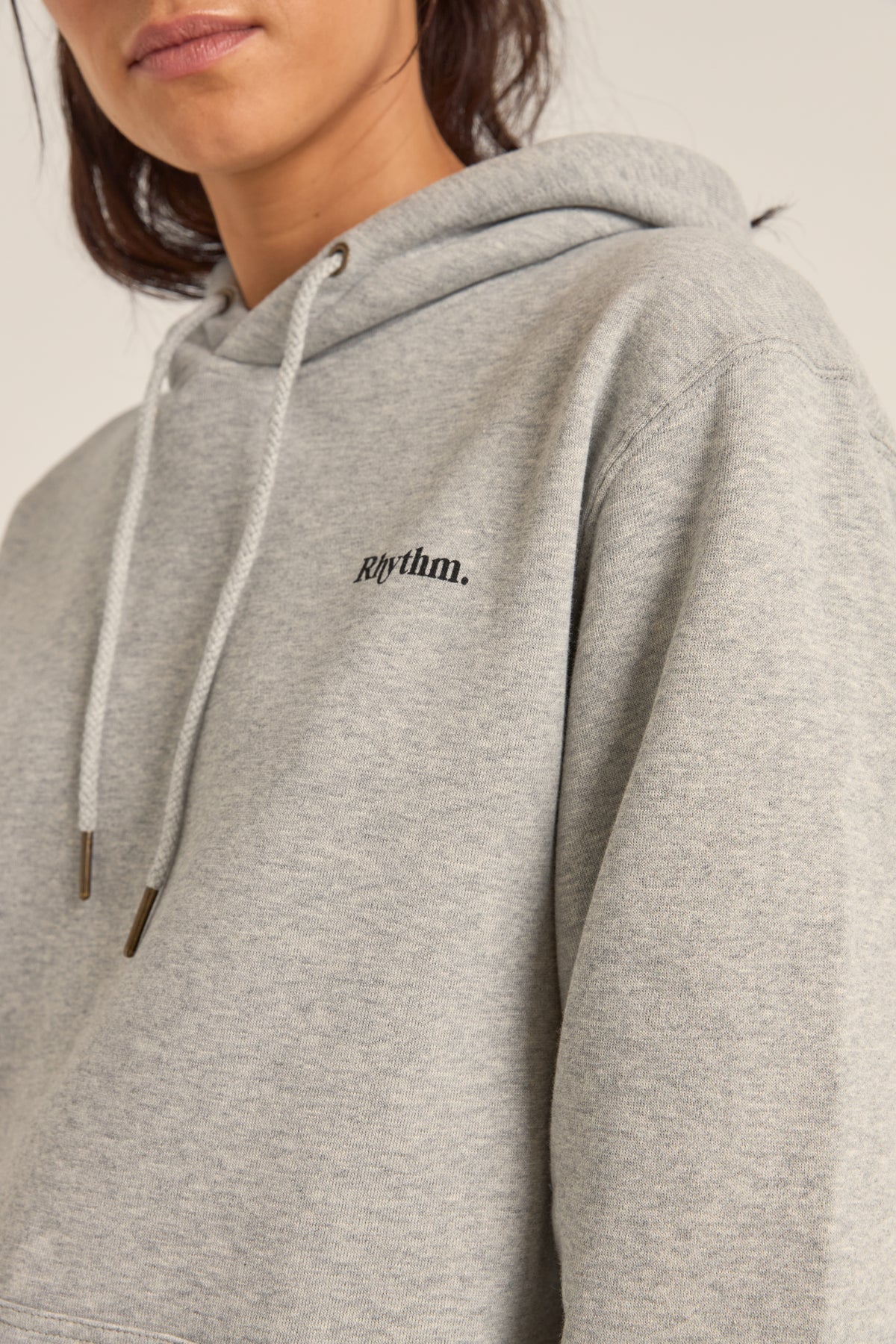 LOGO BOYFRIEND FLEECE HOOD - RhythmPP1024W-FL02-GREY HEATHER-8