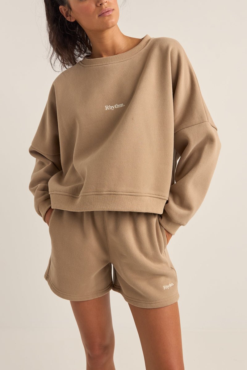 LOGO CREW NECK FLEECE - RhythmCD0425W - FL01 - TAUPE - 8