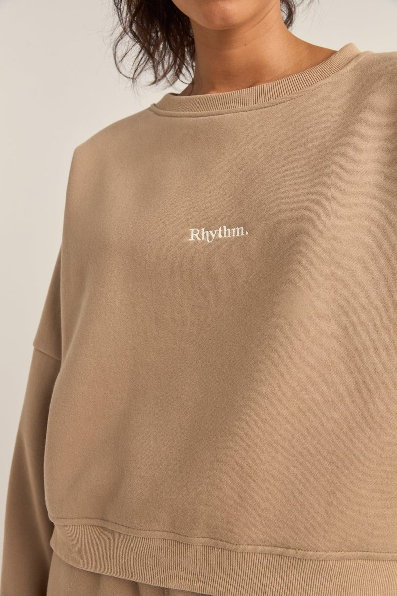LOGO CREW NECK FLEECE - RhythmCD0425W - FL01 - TAUPE - 8