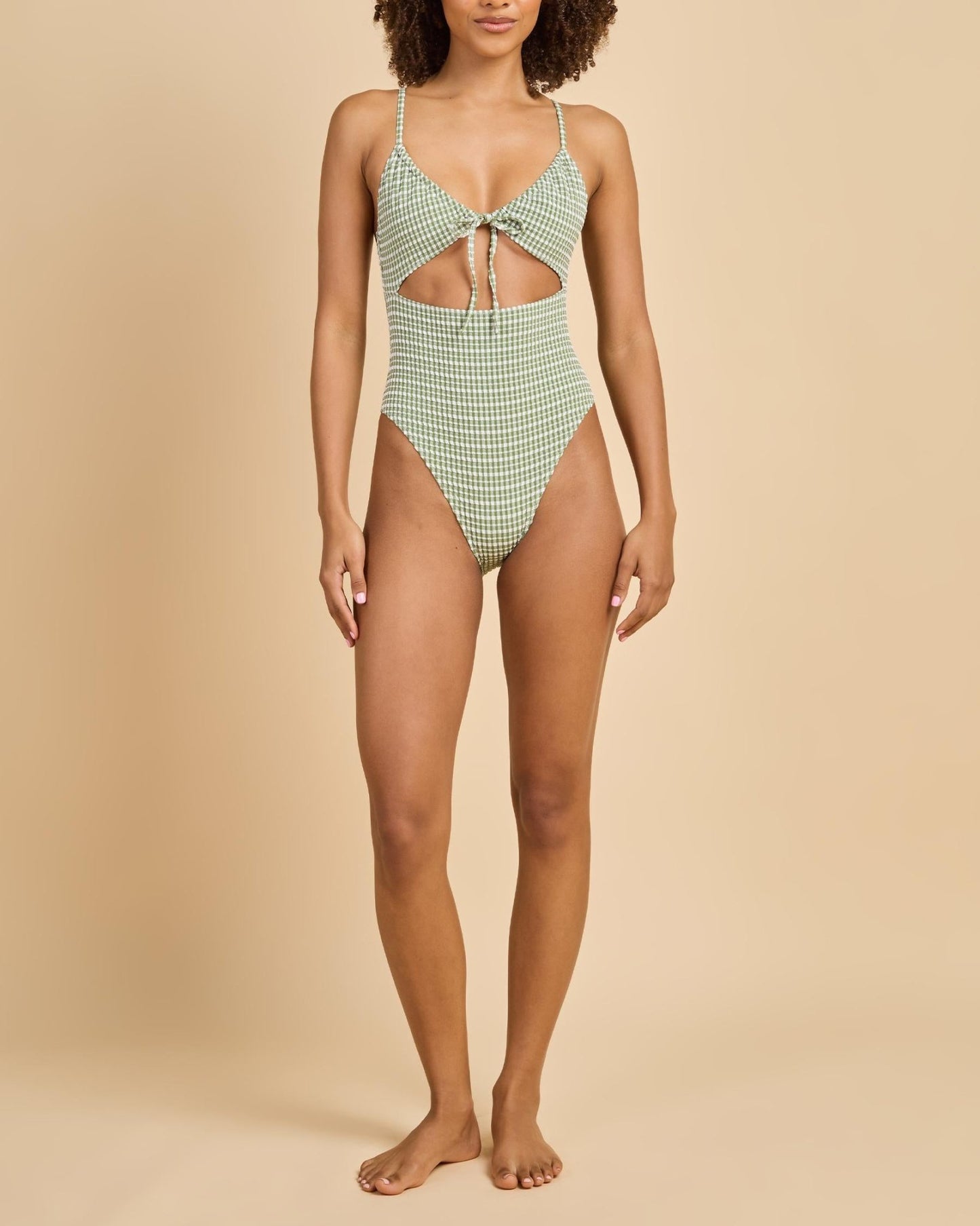 LOLA CHECK CUT OUT ONE PIECE - Rhythm0725SW-OP03-GREEN-06